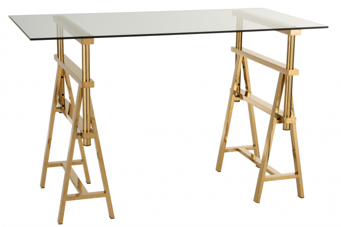 Birou ajustabil, Sticla, Auriu, 150x80x78 cm [10]