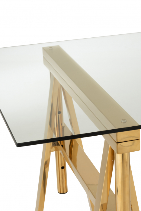 Birou ajustabil, Sticla, Auriu, 150x80x78 cm [5]
