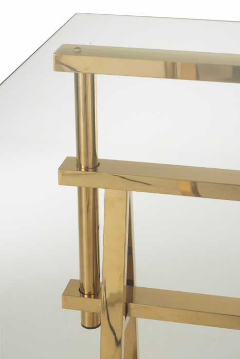 Birou ajustabil, Sticla, Auriu, 150x80x78 cm [8]