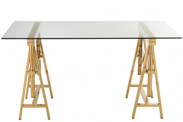 Birou ajustabil, Sticla, Auriu, 150x80x78 cm [2]