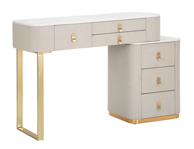 Birou/consola Beauty, Lemn/MDF/Metal, Crem/Auriu, 75x120x40 cm [2]