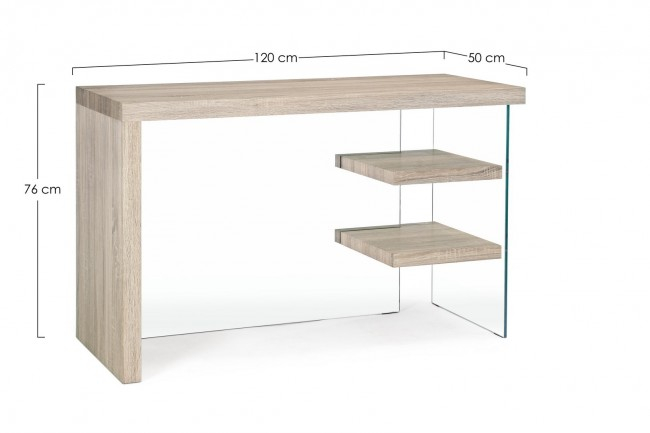 Birou Bilbao, Lemn/Sticla, Maro, 120x50x76 cm [2]