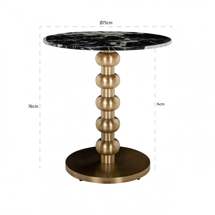 Masă bistro Witlox 75Ø (negru/auriu), Dims: 76.0 x 75.0 x 75.0 cm [2]