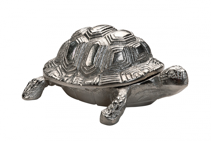 Bol cu capac Turtle, Aluminiu, Argintiu, 13x7x18 cm