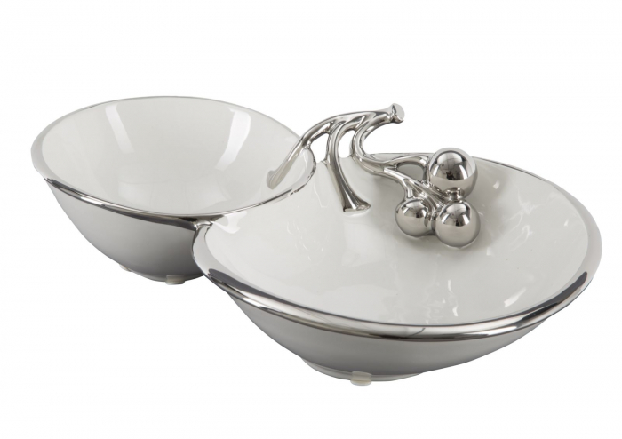 Bol decorativ Balloons, ceramica, alb/argintiu, 32X20.5X8  cm [3]