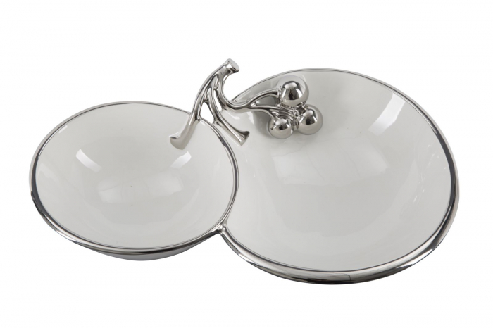 Bol decorativ Balloons, ceramica, alb/argintiu, 32X20.5X8  cm [4]