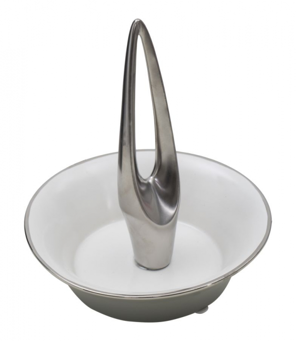 Bol decorativ, ceramica, alb/argintiu, 15.5X15.5X17.5 cm [3]