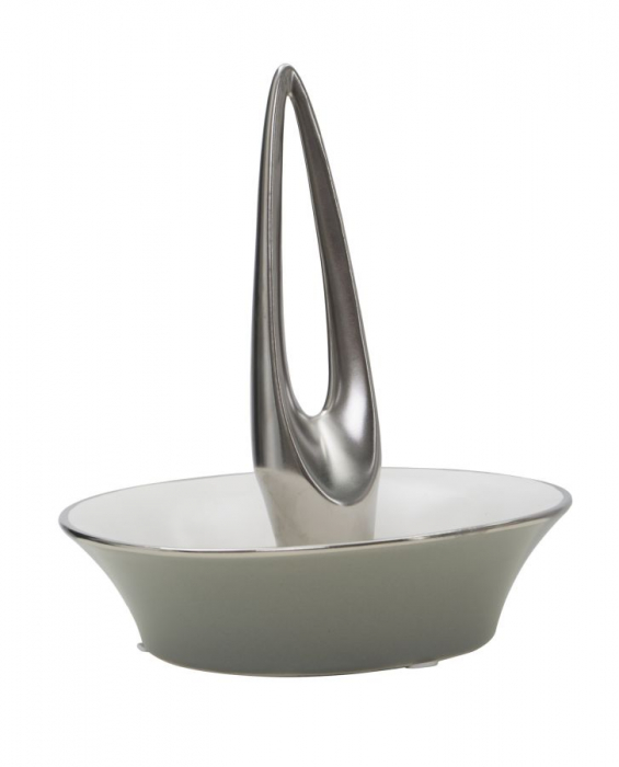 Bol decorativ, ceramica, alb/argintiu, 15.5X15.5X17.5 cm [4]