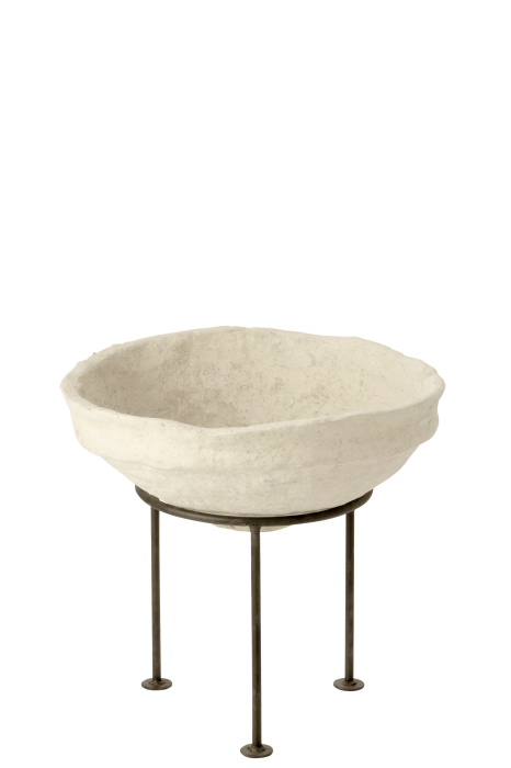 Bol decorativ cu suport, Hartie, Alb, 47x47x18 [2]