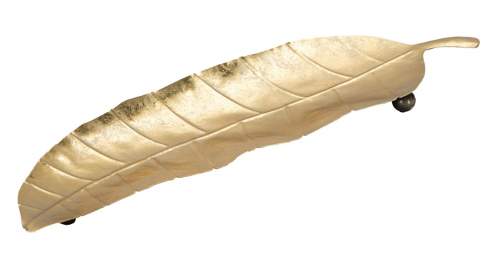 Bol decorativ Foglia, fier, auriu, 38X3X11 cm [3]