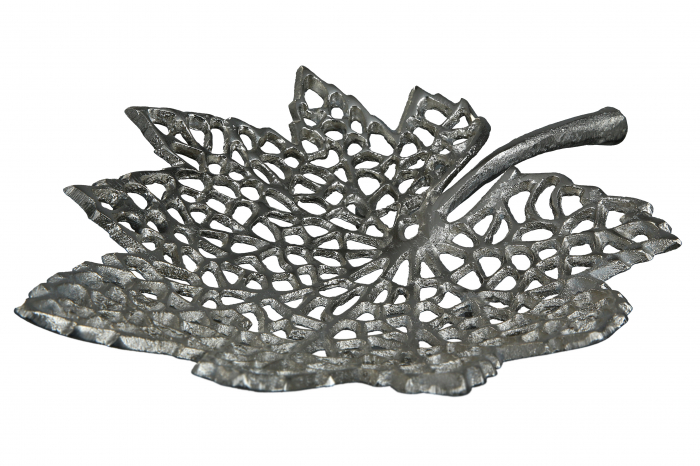 Bol decorativ Leaf, Aluminiu, Argintiu, 29x6x22 cm [3]