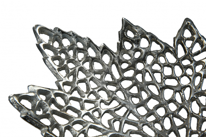 Bol decorativ Leaf, Aluminiu, Argintiu, 29x6x22 cm [2]