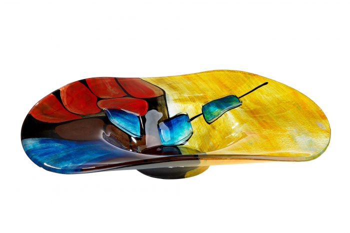 Bol decorativ Murano, Sticla, Multicolor, 11x48 cm