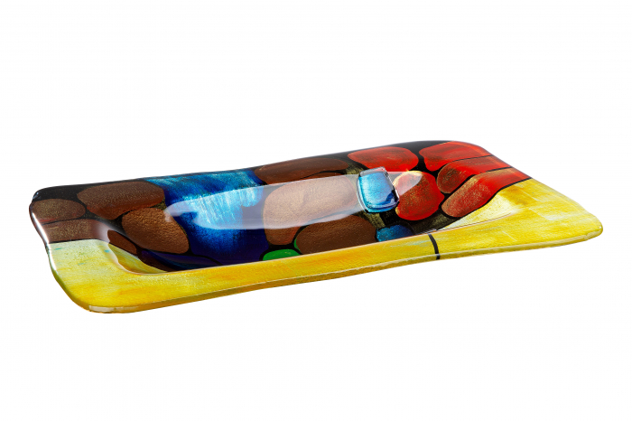 Bol decorativ Murano, Sticla, Multicolor, 50x7x30 cm [2]