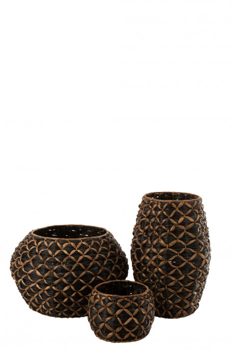 Bol decoraviv Roni, Lemn/Rattan/Bambus, Negru, 62x62x41 cm [2]