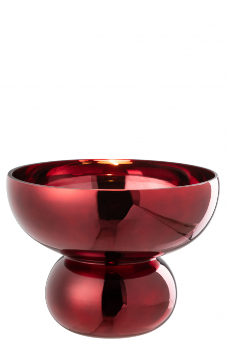 Bol rotunjit din sticlă, roșu închis, L 23| W 23| H 17.5 cm [1]