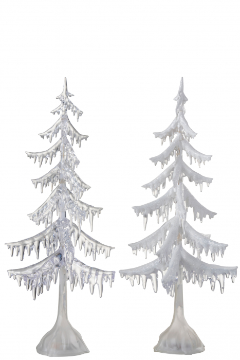 Set 2 decoratiuni Tree LED, Plastic, Argintiu, 24x24x55 cm Jolipa imagine noua elgreco.ro
