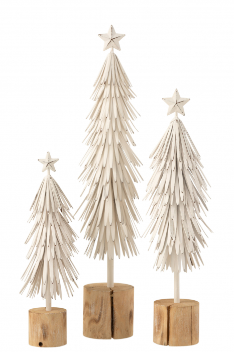 Decoratiune Bradut, Metal, Alb, 14x14x48 cm [2]
