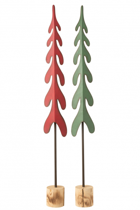 Set 2 decoratiuni Tree, Metal, Verde, 7x22x85 cm