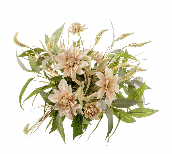 Buchet artificial ESMA, Fibre sintetice, Verde/Roz, 50x30 cm [2]