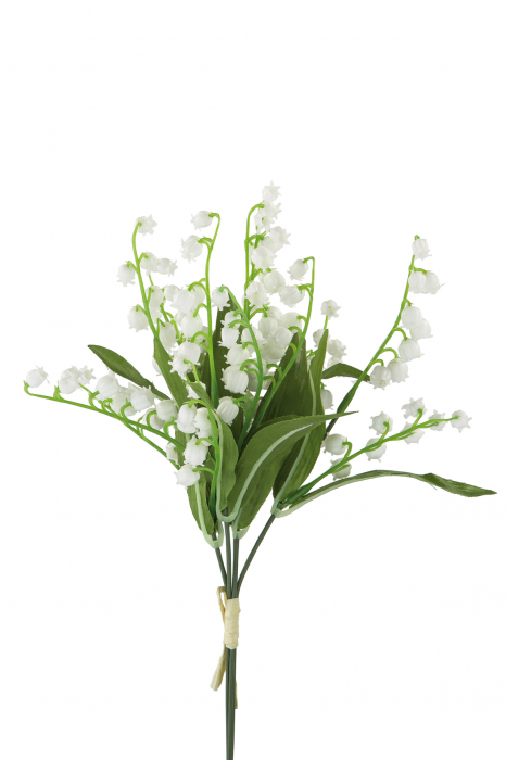 Buchet flori artificiale Lily, Fibre artificiale, Alb, 31.50 cm