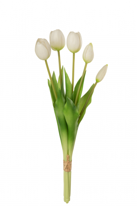 Buchet plante artificiale, Material sintetic, Alb , 10x7x40