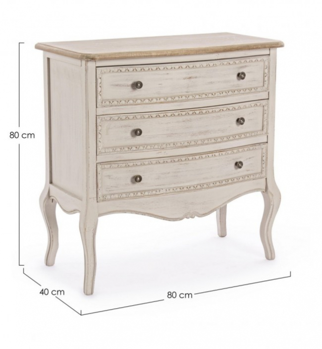 Bufet CLARISSE, lemn, bej, 80x40x80cm [2]