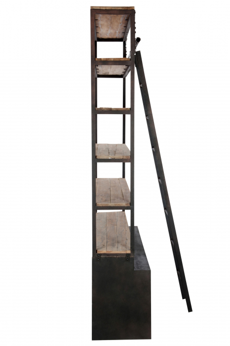 Bufet cu scara, Lemn/Metal/Fier, Maro/Negru, 160x45x243 cm [4]