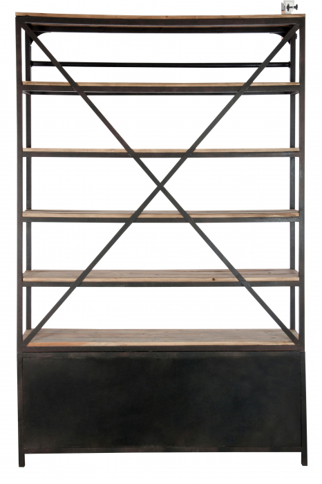 Bufet cu scara, Lemn/Metal/Fier, Maro/Negru, 160x45x243 cm [5]
