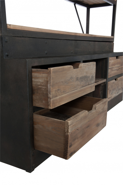 Bufet cu scara, Lemn/Metal/Fier, Maro/Negru, 160x45x243 cm [9]