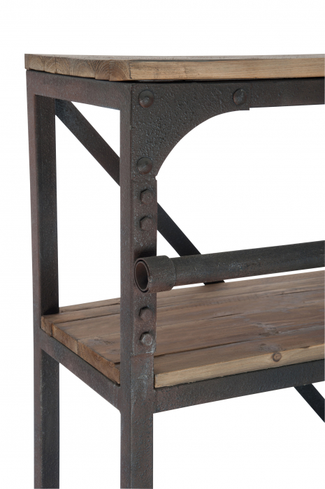 Bufet cu scara, Lemn/Metal/Fier, Maro/Negru, 160x45x243 cm [7]