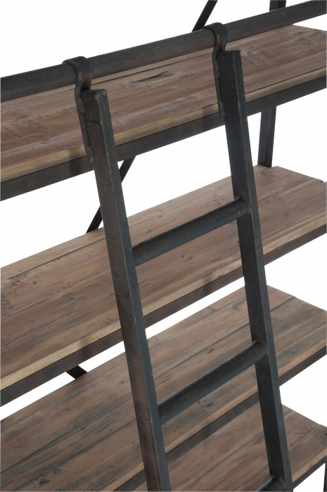 Bufet cu scara, Lemn/Metal/Fier, Maro/Negru, 160x45x243 cm [8]
