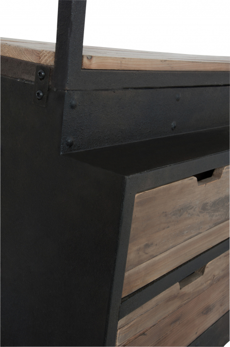 Bufet cu scara, Lemn/Metal/Fier, Maro/Negru, 160x45x243 cm [10]