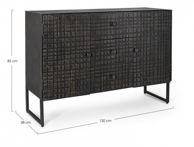 Bufet Dorset, Metal, Negru, 120x38x85 [2]