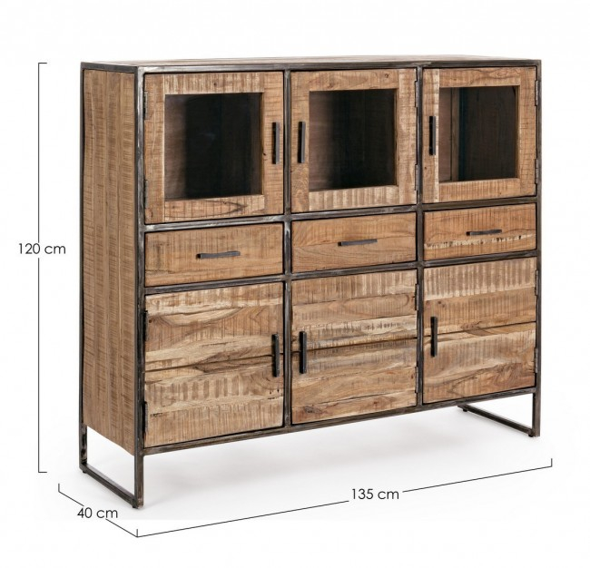 Bufet Elmer, Lemn de acacia, Maro, 135x40x120 cm  [2]