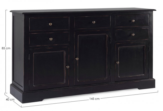 Bufet Jefferson, Lemn, Negru, 145x40x85 cm [2]