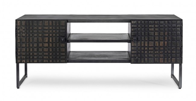 Masa TV DORSET, otel, lemn, negru, 130x40x56cm [3]