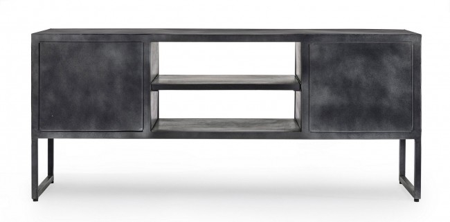 Masa TV DORSET, otel, lemn, negru, 130x40x56cm [4]