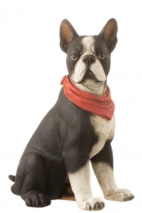 Decoratiune Bulldog, Compozit, Negru, 25.5x17.5x36 cm