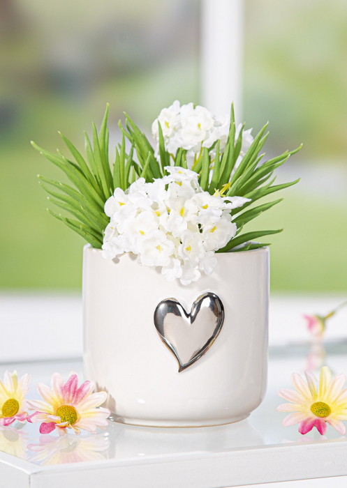 Cachepot, Modern Heart, Motiv inimă, Ceramica, alb, PU 6, H. 8,5 cm, D. 8 cm [4]
