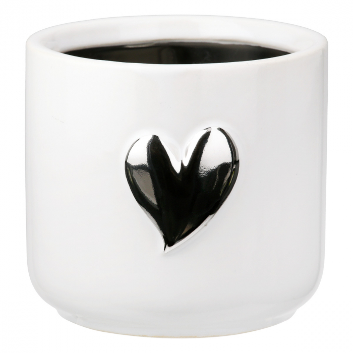Cachepot, Modern Heart, Motiv inimă, Ceramica, alb, PU 6, H. 8,5 cm, D. 8 cm [1]