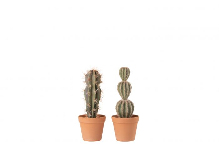 Poza Set 2 cactusi artificiali in ghiveci, Plastic, Verde, 12.5x12.5x33 cm