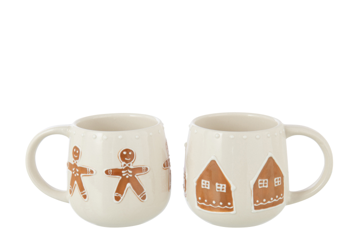 Cana model fursecuri, ceramica, alba/caramel, sortiment de 2 | L 13.5X l 10.5X H 9.5 cm [2]