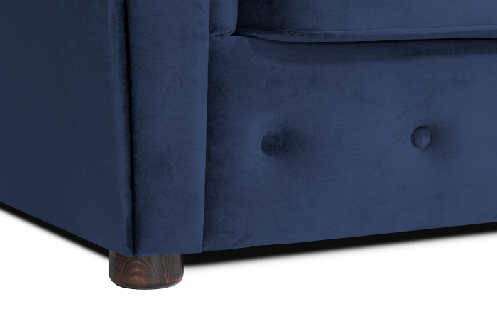 Canapea 2 locuri extensibila cu sezlong Chesterfield, albastru petrol, 245x85/175x70 cm [9]