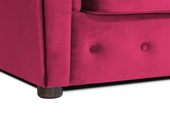 Canapea 2 locuri extensibila cu sezlong Chesterfield, fuchsia, 245x85/175x70 cm [9]