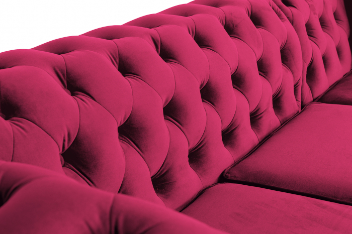 Canapea 2 locuri extensibila cu sezlong Chesterfield, fuchsia, 245x85/175x70 cm [8]