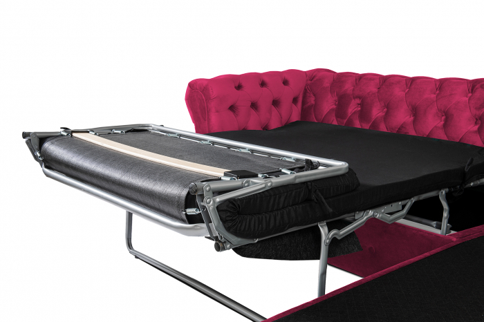 Canapea 2 locuri extensibila cu sezlong Chesterfield, fuchsia, 245x85/175x70 cm [6]