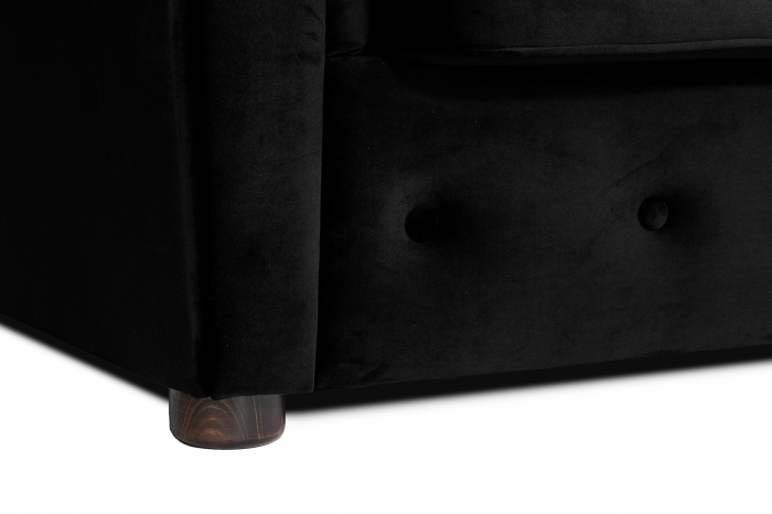 Canapea 2 locuri extensibila cu sezlong Chesterfield, negru, 245x85/175x70 cm [9]