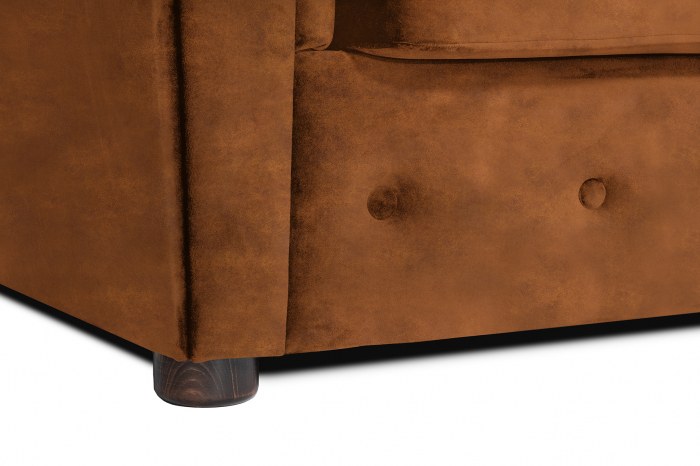 Canapea 2 locuri extensibila cu sezlong Chesterfield, coniac, 245x85/175x70 cm [11]
