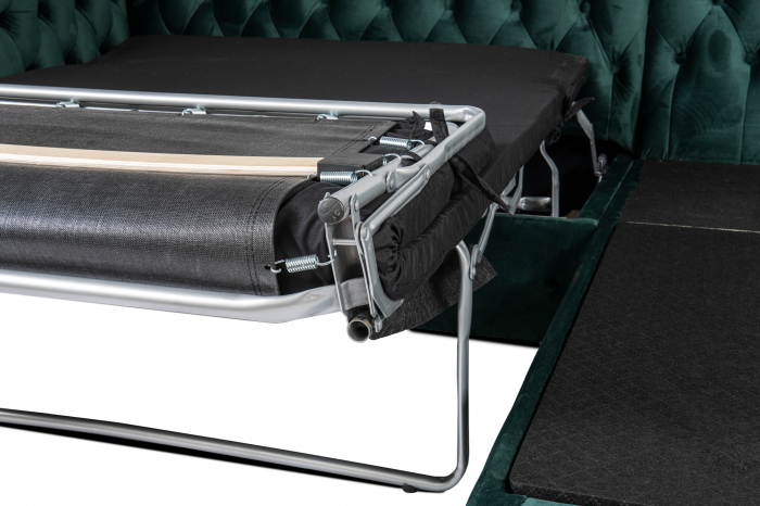 Canapea 2 locuri extensibila cu sezlong Chesterfield, verde, 245x85/175x70 cm [8]